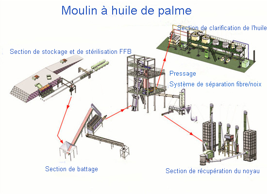 processus de traitement d'huile de palme