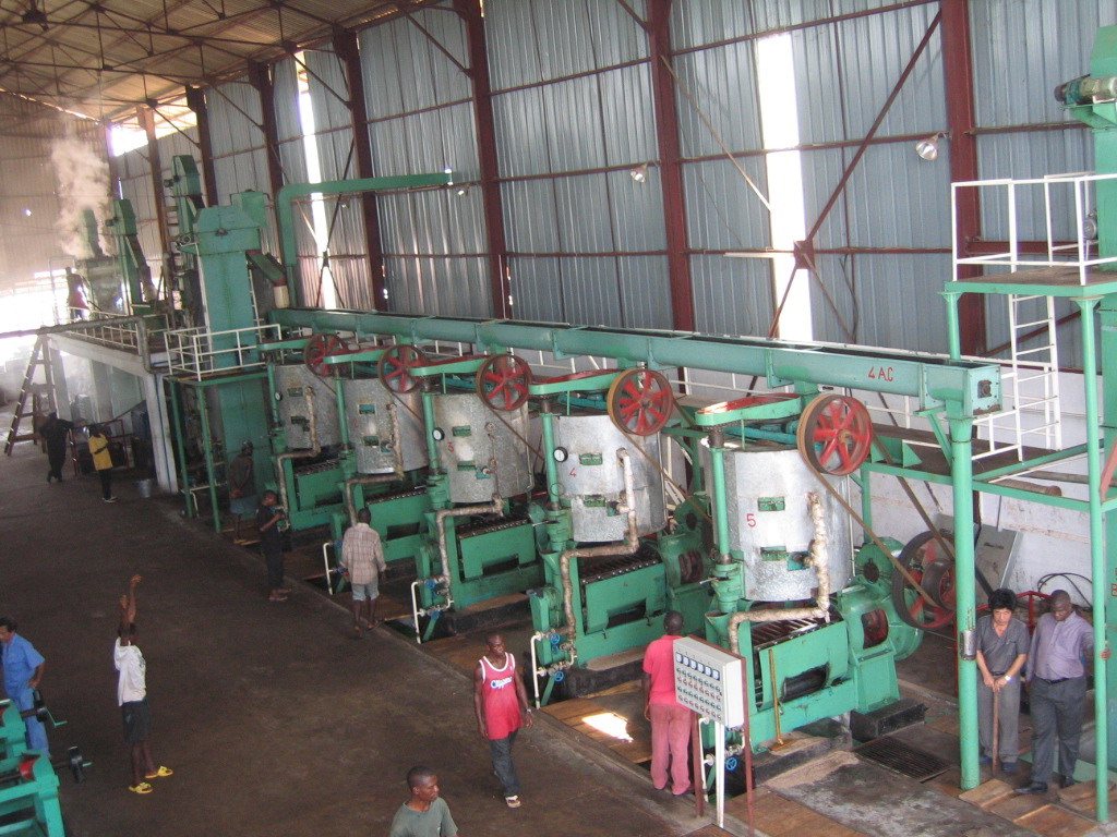 Atelier d'une usine d'extraction d'huile de palmiste en Sierra Leone